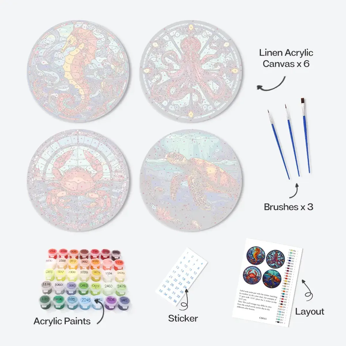 The Sea Life Placemats (4 Pieces) - Paint by number