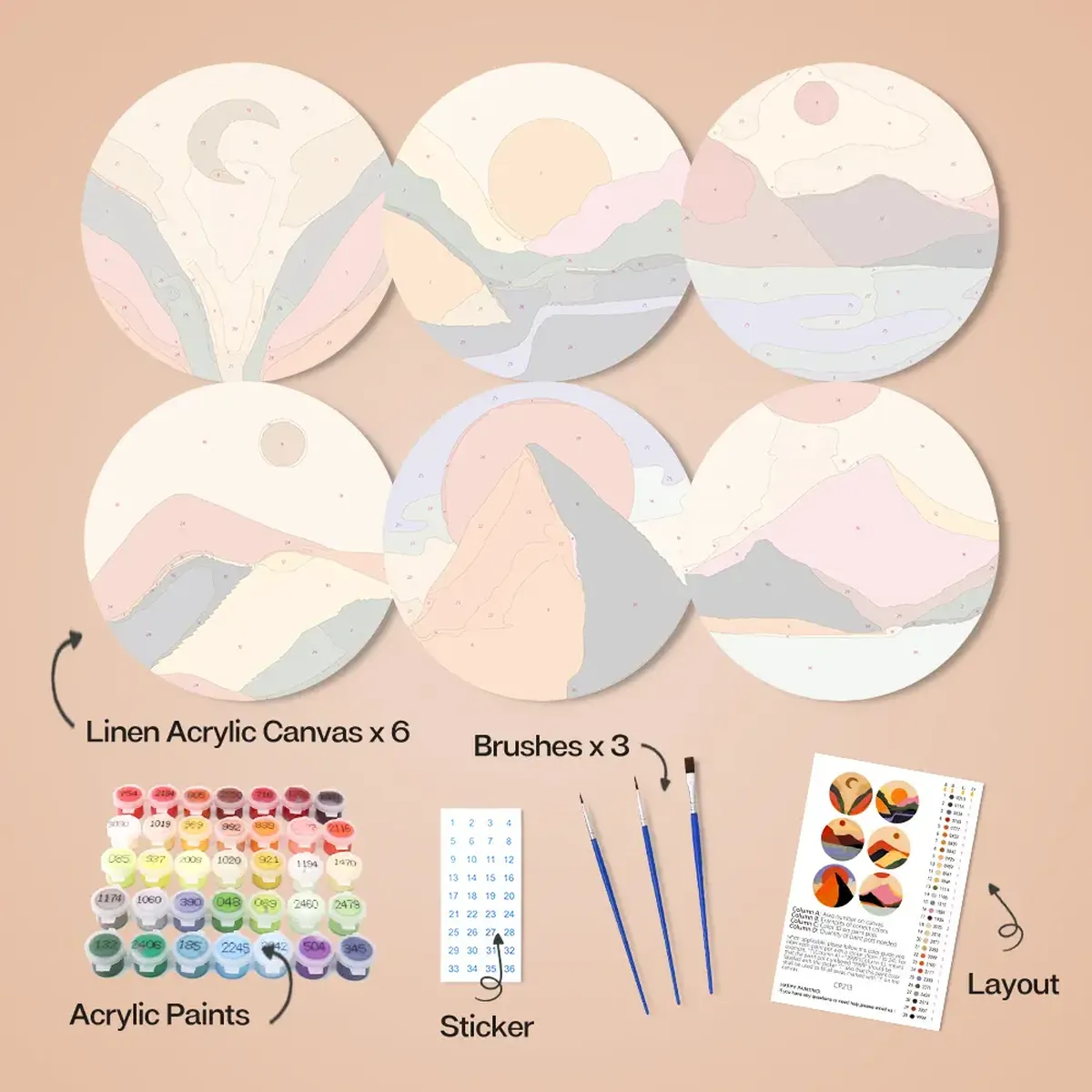 The Minimalist Mountains Placemats - Paint by Numbers