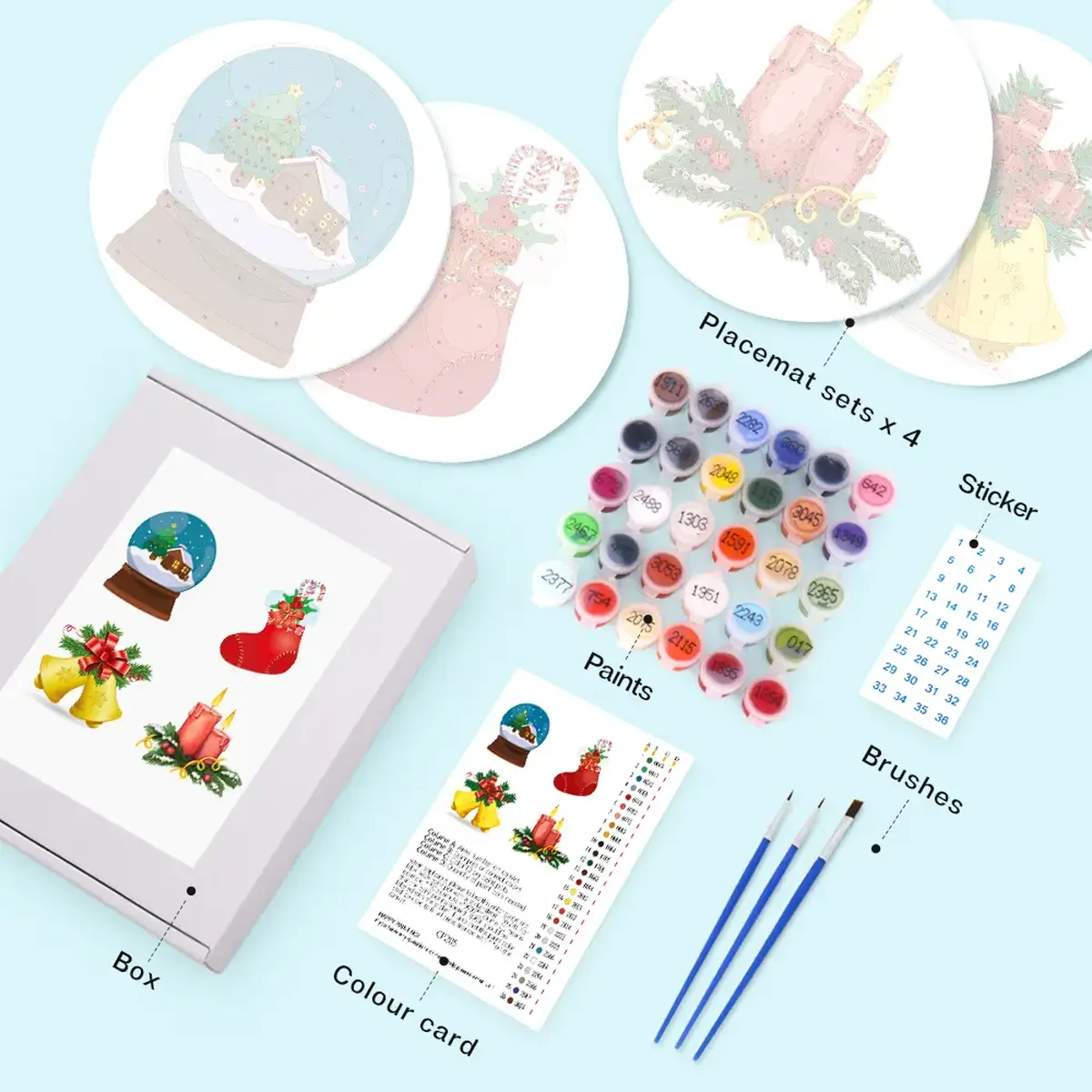 De Kerstplacemats - Schilderen op Nummer 1 - Paint by Numbers The Christmas Placemats - Paint by Numbers