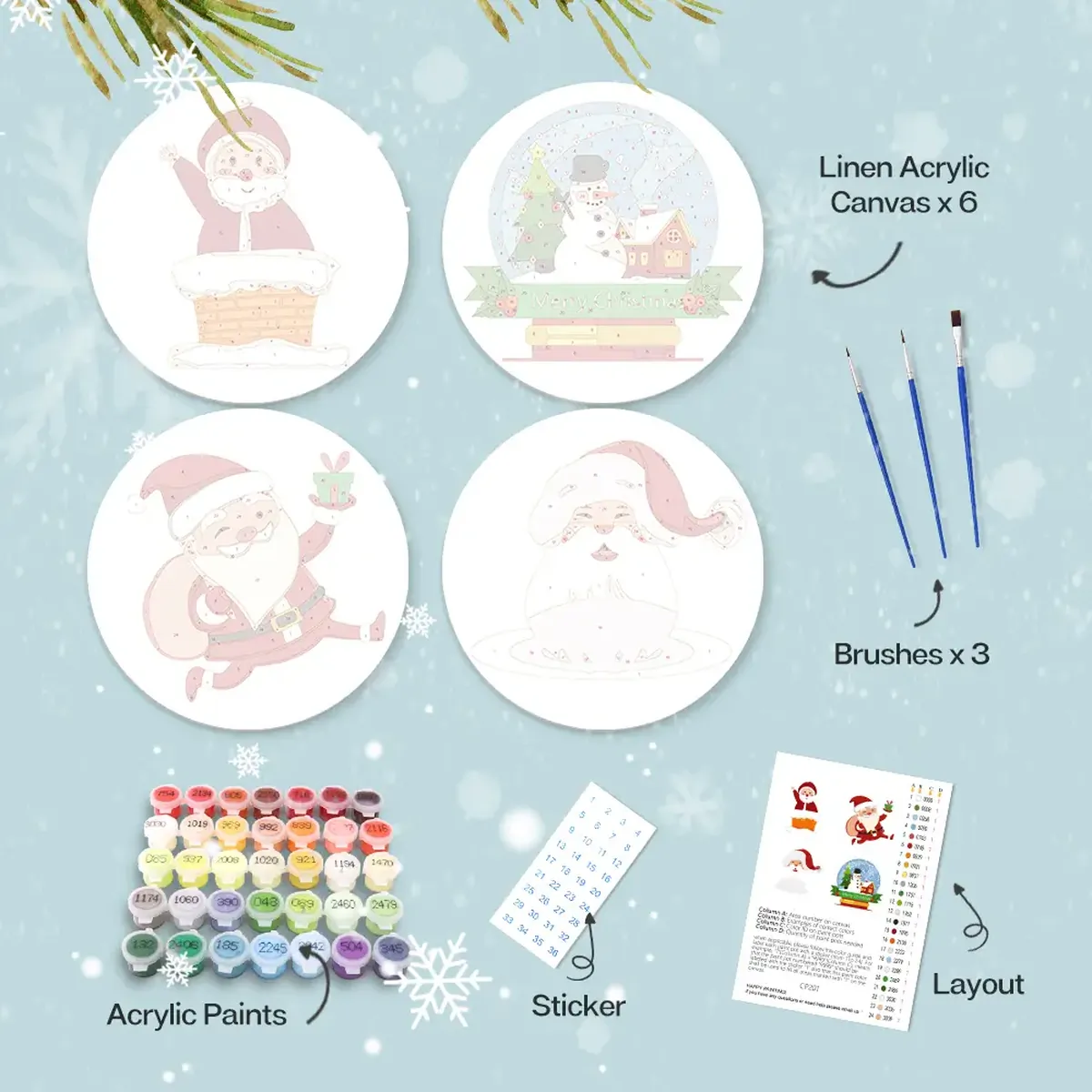 De Kerstman - Kerst Placemats 1 - Paint by Numbers The Santa - Christmas Placemats