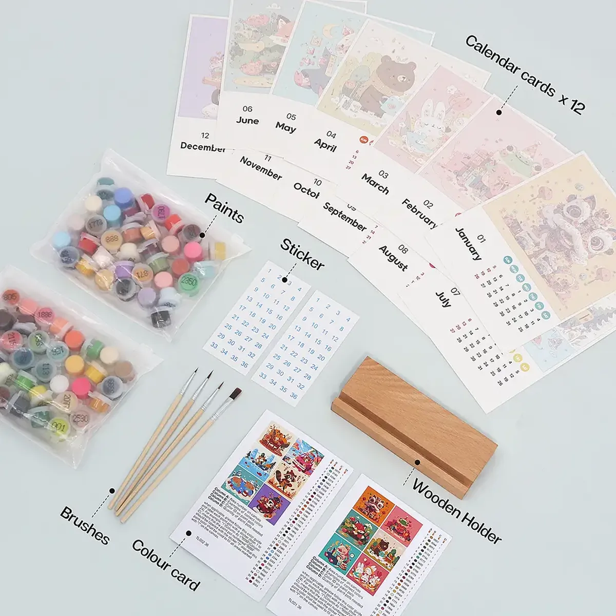 2025 Calendar with Cute Character - Paint by Numbers