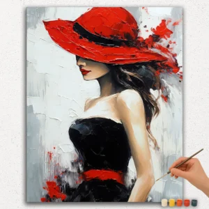 Girl and Red Hat - Paint by Numbers