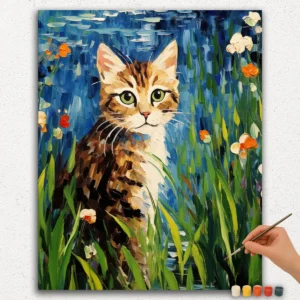 Cat and Flowers - Paint By Numbers