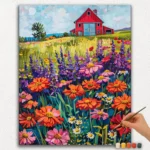 Colorful Flowers and House