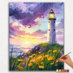 Lighthouse and Flower Field