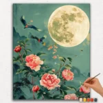 Moon and Pink Flowers