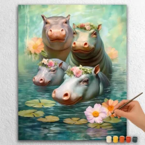 Four Baby Hippos