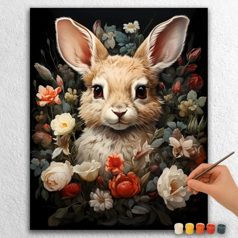Cute Rabbit in Flowers