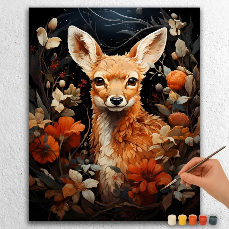 Beautiful Deer in Flowers