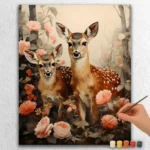 Two Deer in Flower Garden