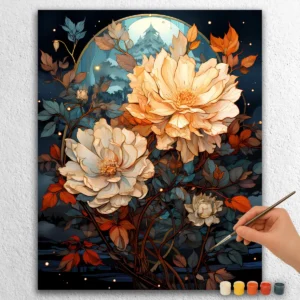 Boho Flowers and Moon