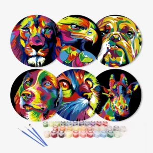 Kleurrijke Dieren Onderzetters - Schilderen op Nummer
