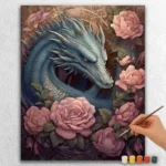 Dark Fantasy Dragon with Flowers