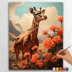 Giraffe and Summer Flowers