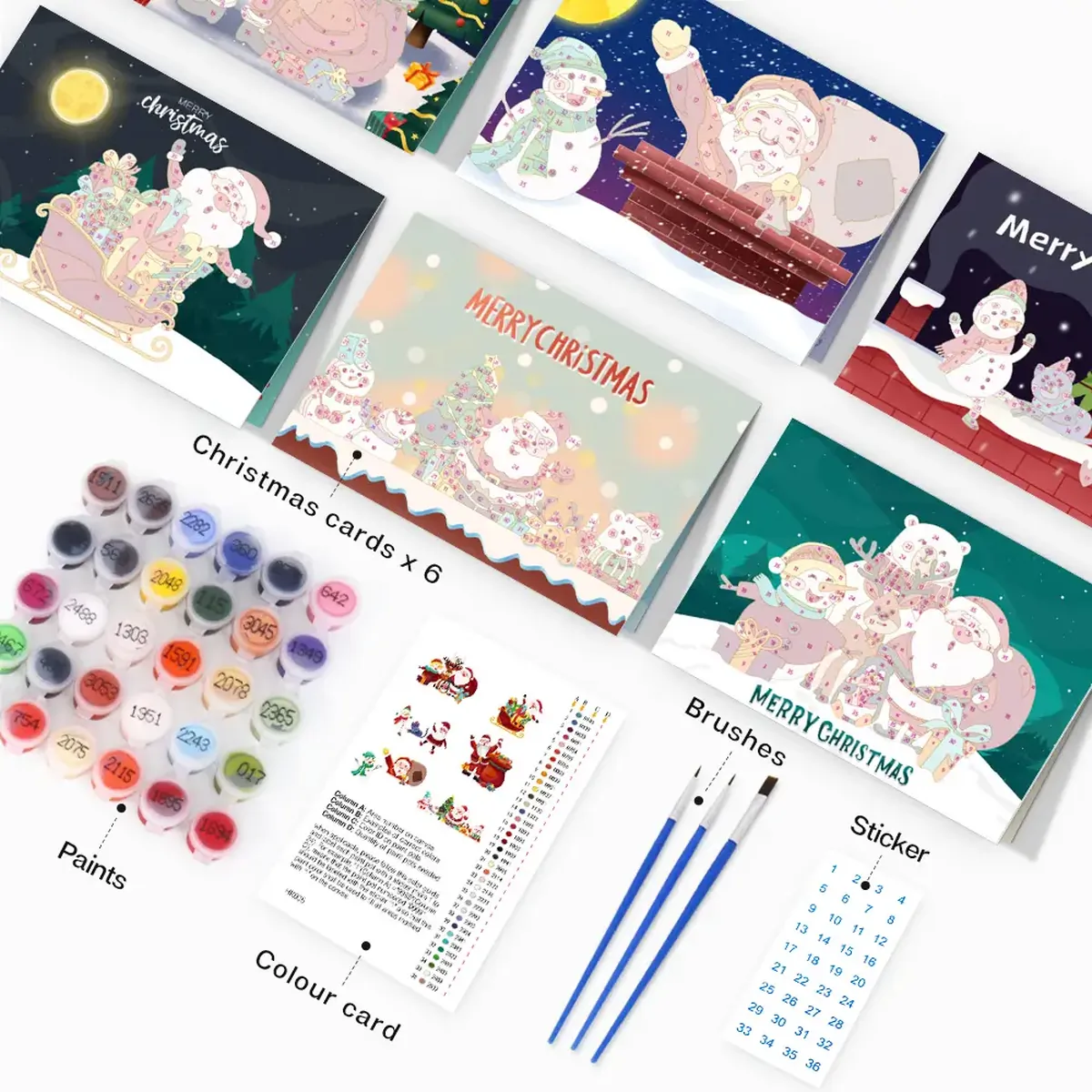 Familie Kerstkaarten 1 - Paint by Numbers Family Christmas Cards