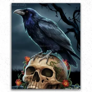 Crow Sitting on Skull