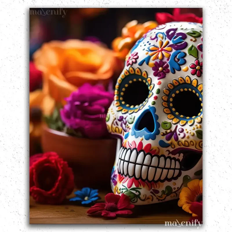 Skull and Flowers