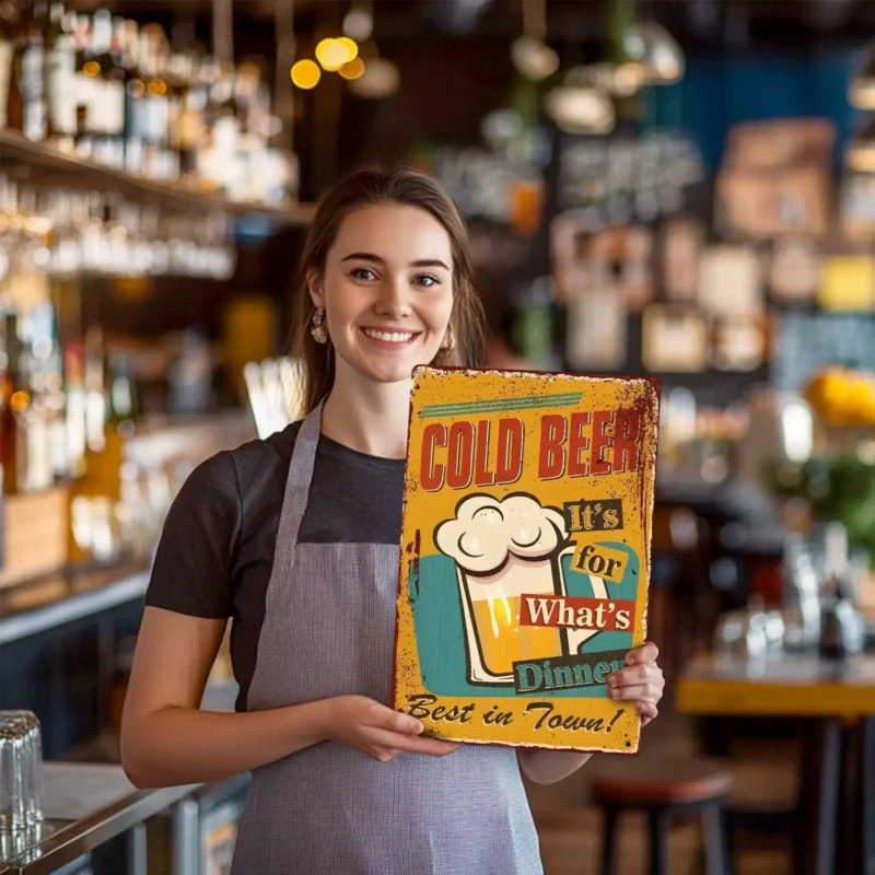 Cold Beer Best in Town DIY Metal Poster