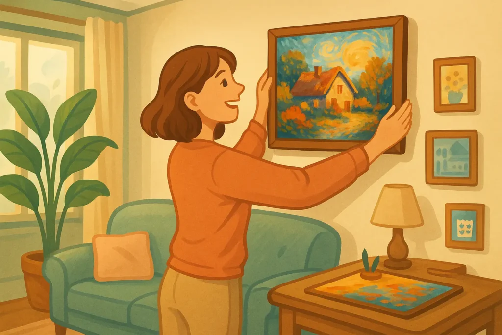 Hang your painting on the wall.